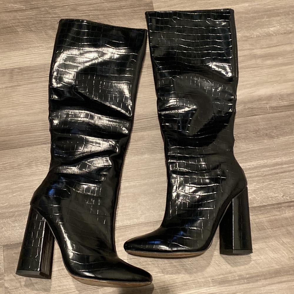 Missguided black snake boots